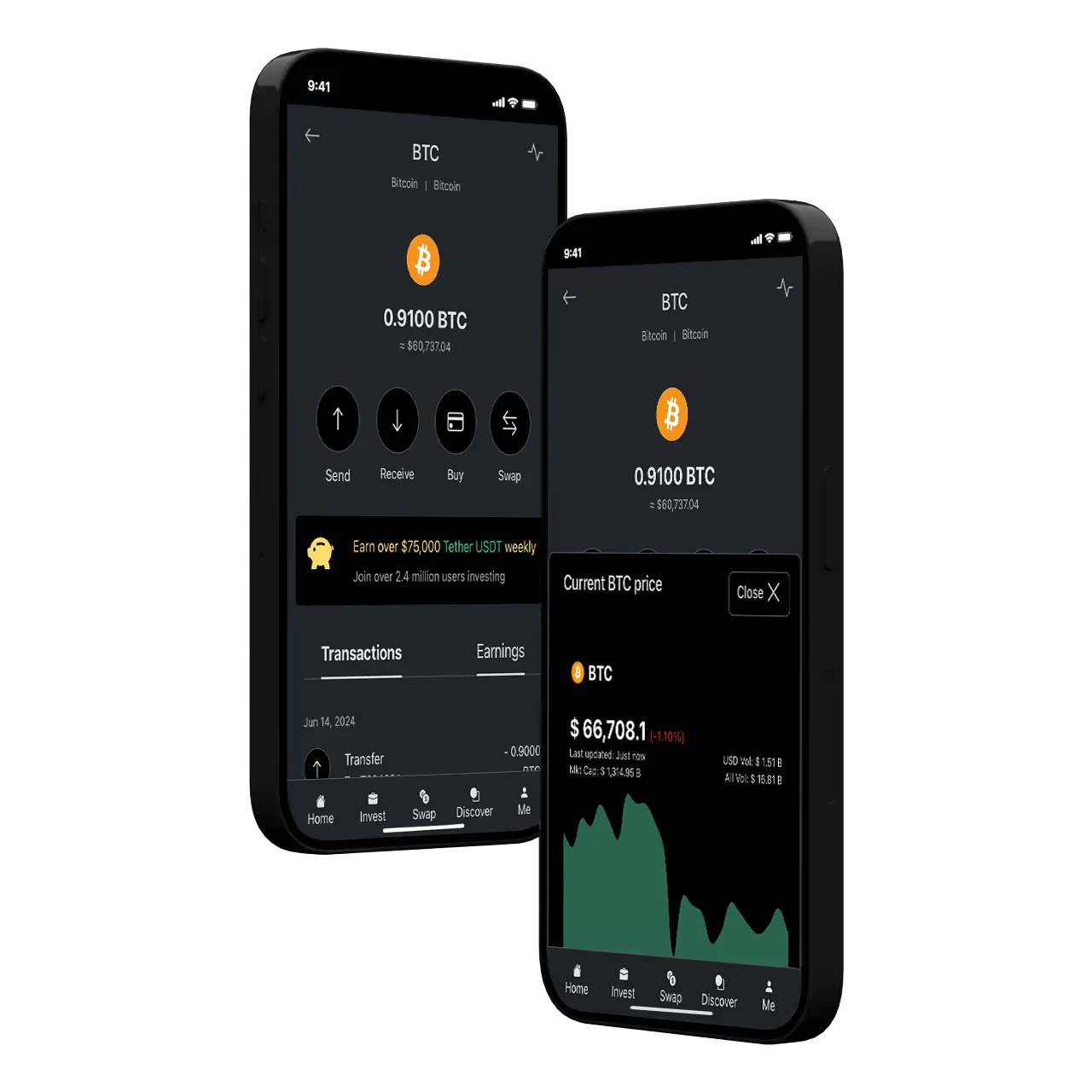 Smartphone showing crypto app